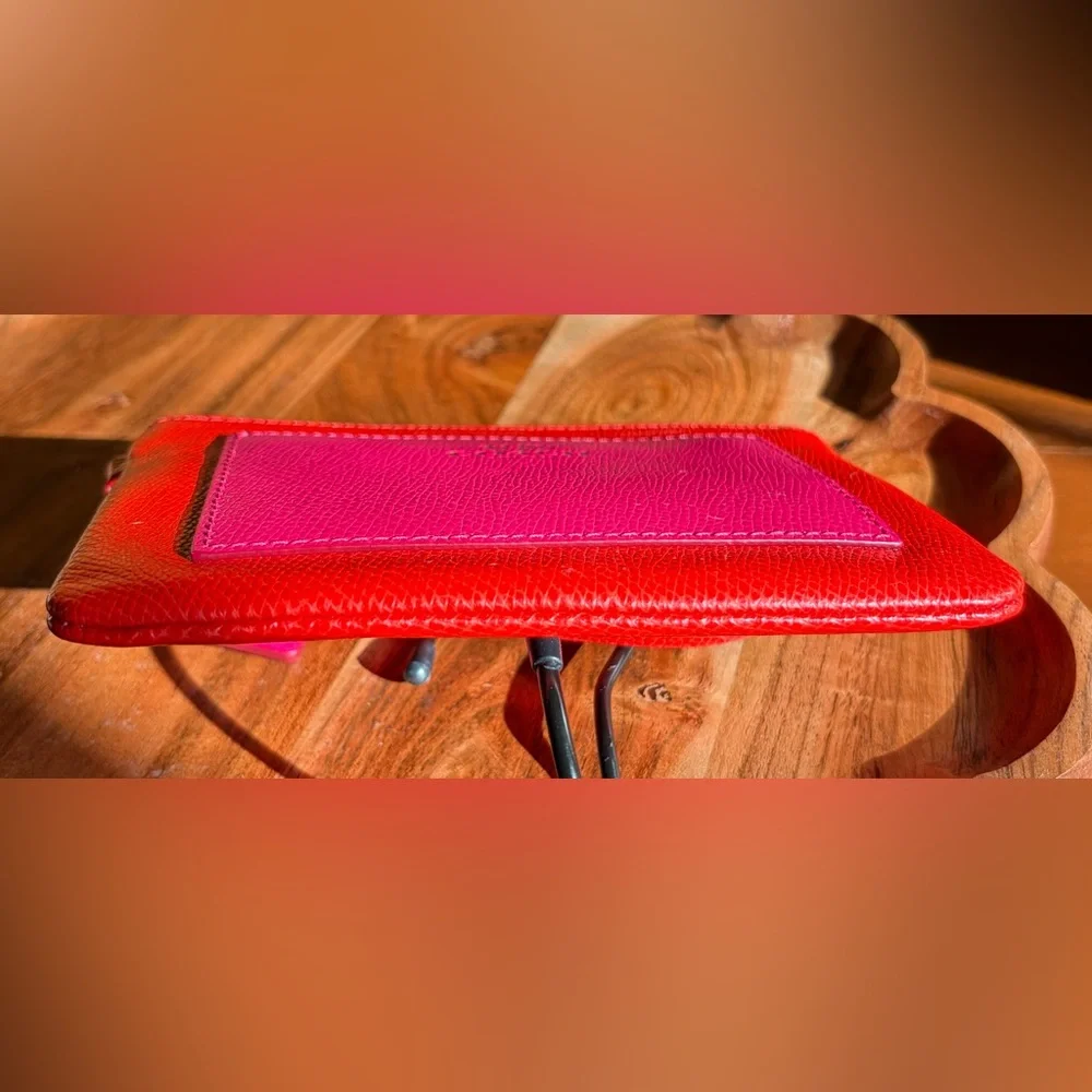 Coach Cardinal Pink Ruby Crossgrain Leather Small Wristlet F5314